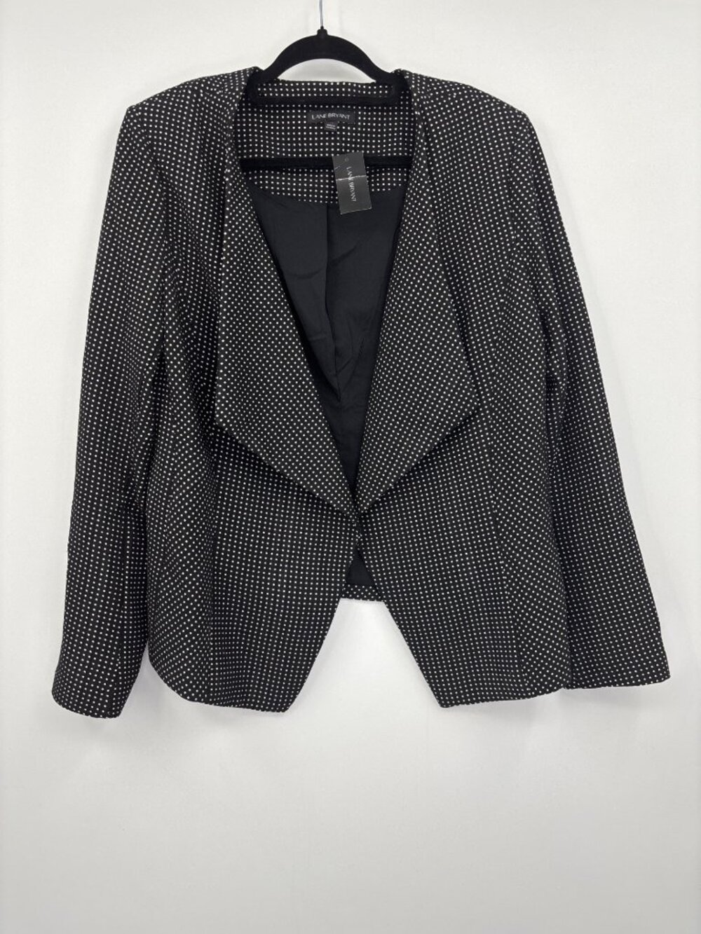 Lane Bryant Square Dot Jacket Blazer Open Front Black White Size 16 NEW